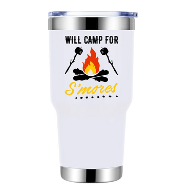 Will Camp For Smores 30oz Stainless Steel Tumbler